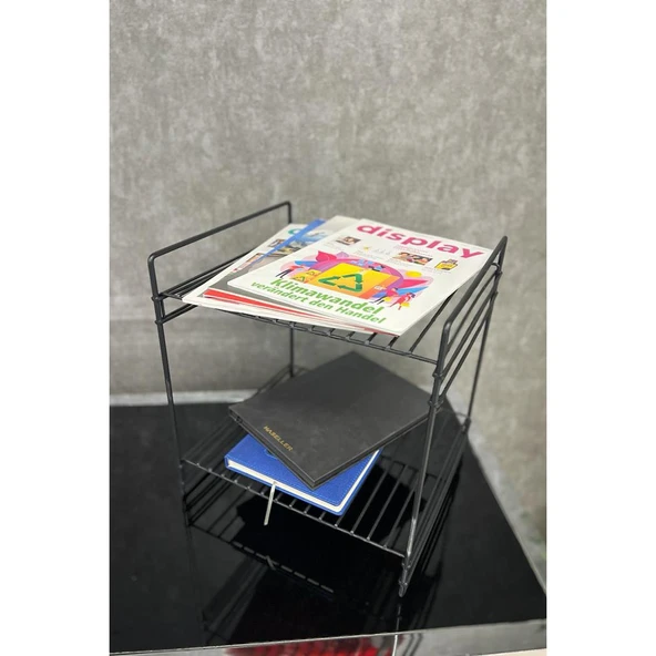 30x30 2 Kat Dekoratif Siyah Tel Raf Demonte - 5