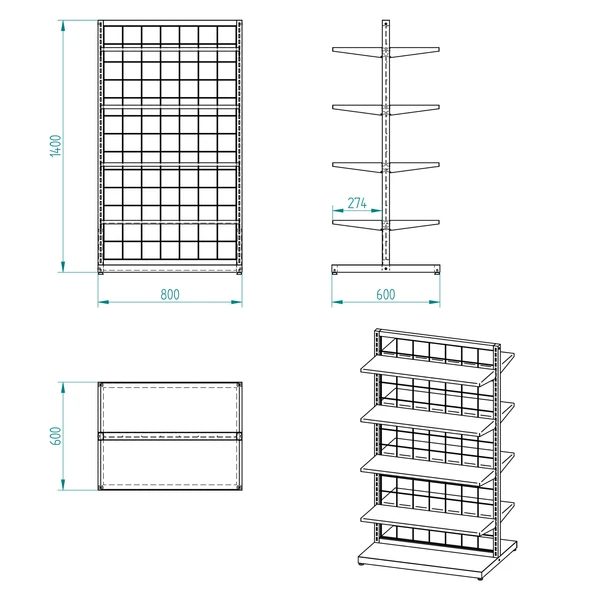 80X60 Çift Taraflı Metal Beyaz Stand Metal Raflı - 2