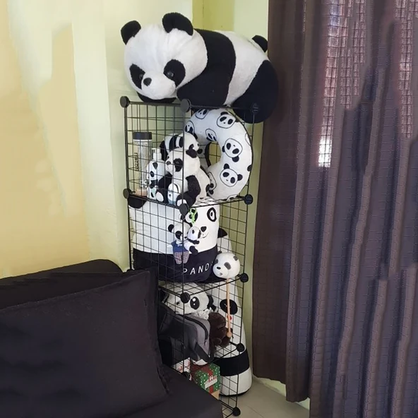 4 Bölmeli Tel Küp Çok Amaçlı Organizer Raf Siyah 33cm Mutfak, Oyuncak, Kiler, Depolama Rafı - 3