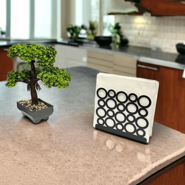 Modern Halka Tasarımıyla Zarif Sofralar: Siyah Renk Metal Peçetelik