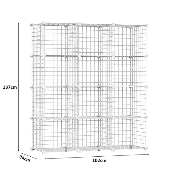 12 Bölmeli Tel Küp Çok Amaçlı Organizer Raf Beyaz 33cm Mutfak, Oyuncak, Kiler, Depolama Rafı - 5