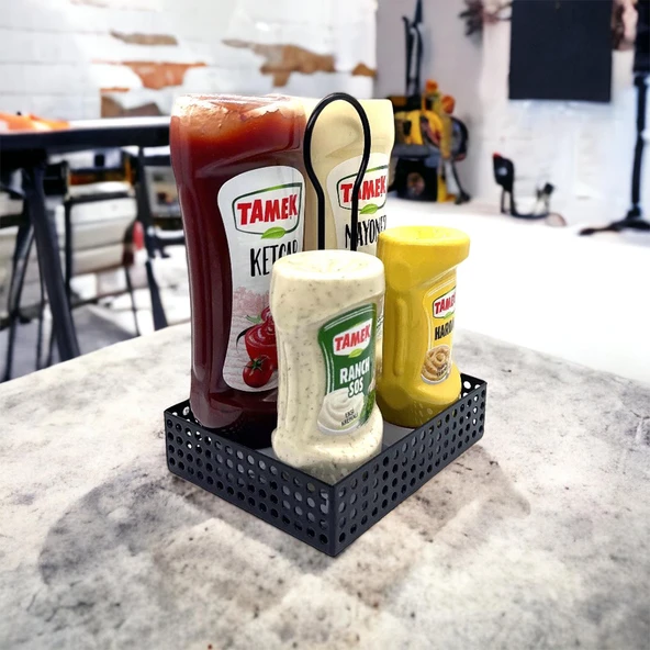 Modern Metal Sosluk ve Yağlık Standı - Cafe Restaurant Masa Düzenleyici MODEL-1 - 5