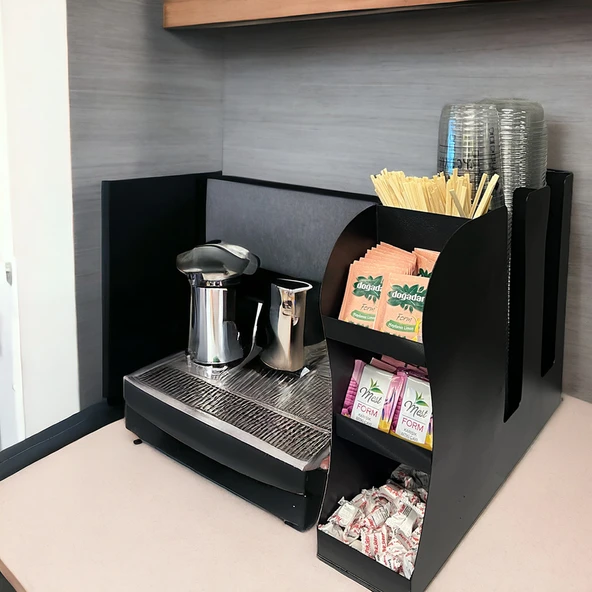 2 Bölmeli 16oz Bardak Uyumlu Çay, Kahve, Pipelik, Karıştırıcı, Karton Bardaklık Seti - 4