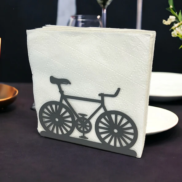 Bisiklet Temalı Siyah Metal Peçetelik - 4