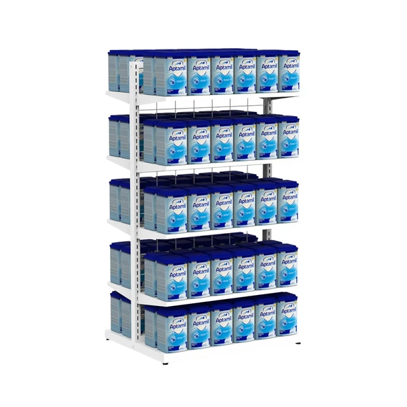 80X60 Çift Taraflı Metal Beyaz Stand Metal Raflı - 3