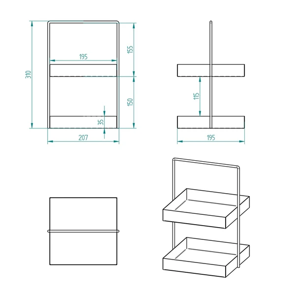 20x20 Gümüş Tezgahüstü Mutfak ve Banyo Iki Katlı Organizer - 5