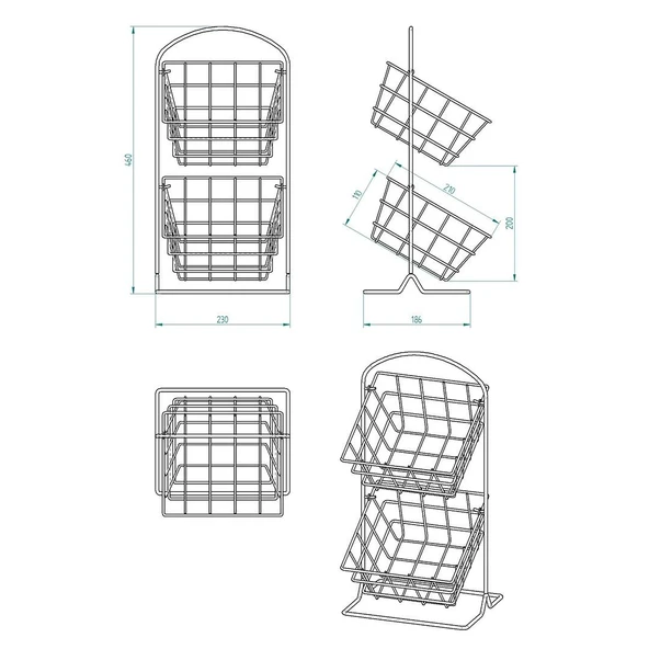 2 Katlı Mutfak Organizatörü & Meyve Sebze Sepeti, Siyah Köşe Sepeti, Mutfak Düzenleyici - 4