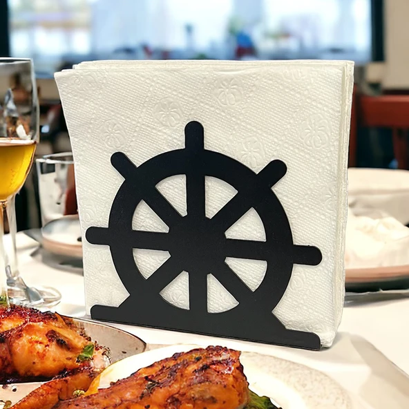 Dümen Temalı Siyah Metal Peçetelik - 6