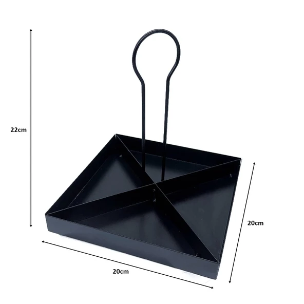 Tek Katlı Dekoratif Metal Siyah Çerezlik, Peynir Sunum Servis Tabağı - Lokumluk, Makaron, Pankek ve Tatlı İçin İdeal - 3