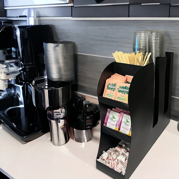 2 Bölmeli 16oz Bardak Uyumlu Çay, Kahve, Pipelik, Karıştırıcı, Karton Bardaklık Seti - 3