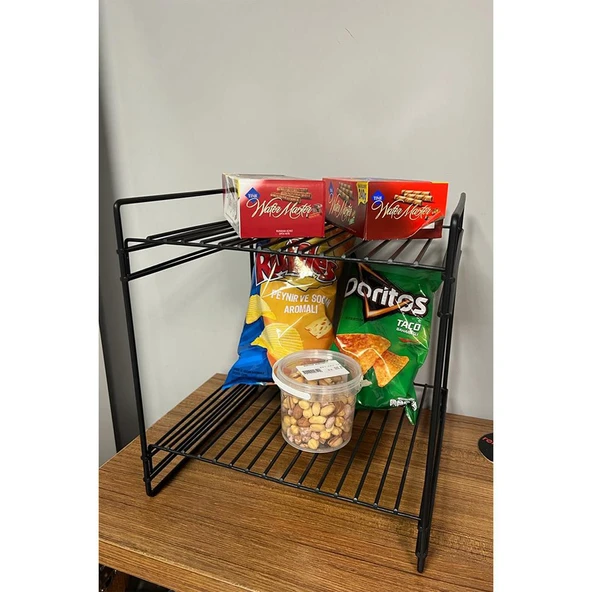 30x30 2 Kat Dekoratif Siyah Tel Raf Demonte - 3