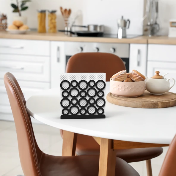 Modern Halka Tasarımıyla Zarif Sofralar: Siyah Renk Metal Peçetelik - 9