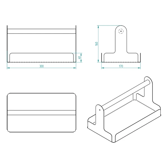 Ahşap Saplı 30x17cm Siyah Metal Servis, Sunum, Dekoratif Tepsi - 4