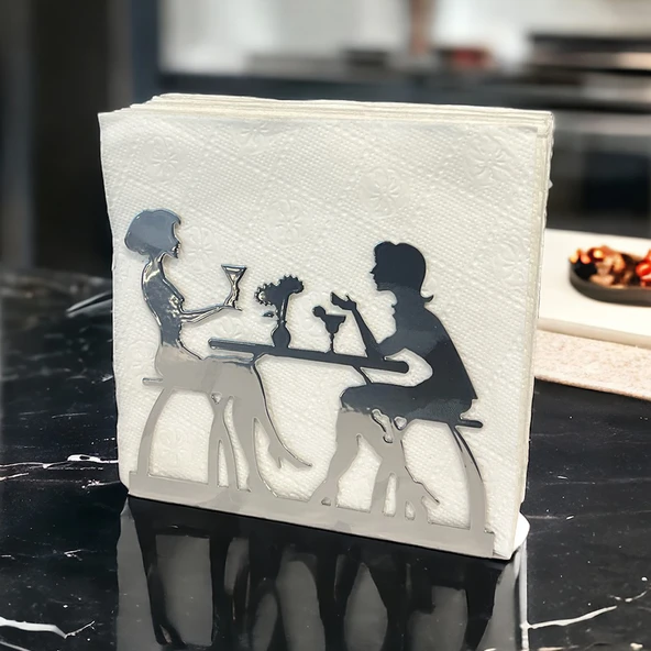 Sohbet Temalı Gümüş Metal Peçetelik - 10