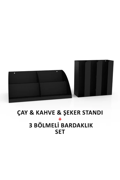Çay & Kahve + 3 Bölmeli Bardaklık Set - 3