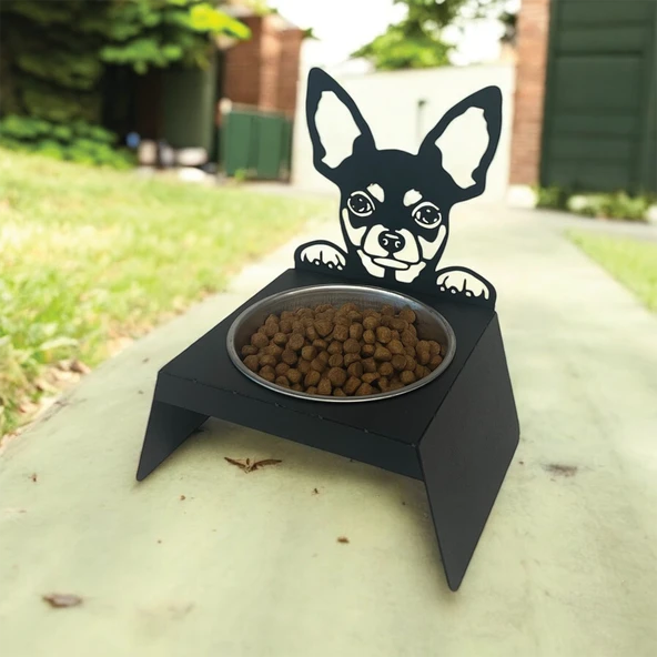 Sevimli Köpek Tasarımlı, Ergonomik Siyah Kedi ve Köpek Mama ve Su Kabı Tekli Small Model – Paslanmaz Çelik, Dayanıklı Malzeme - 7