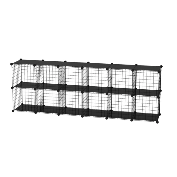 12'li Plastik Raflı Tel Küp Çok Amaçlı Organizer Raf Siyah 33cm - 3