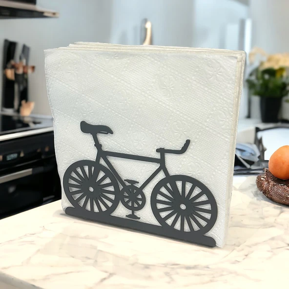 Bisiklet Temalı Siyah Metal Peçetelik - 5
