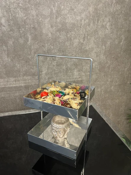 20x20 Gümüş Tezgahüstü Mutfak ve Banyo Iki Katlı Organizer - 13