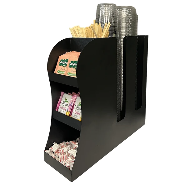 2 Bölmeli 16oz Bardak Uyumlu Çay, Kahve, Pipelik, Karıştırıcı, Karton Bardaklık Seti - 2