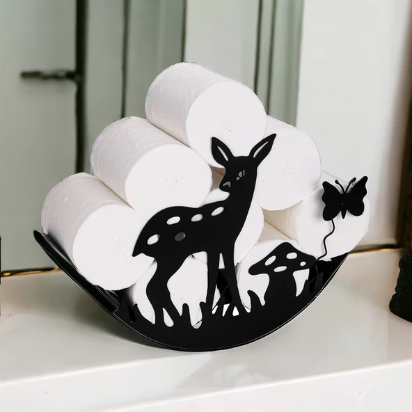 Geyik Temalı Metal WC Tuvalet Kağıtlığı - 4