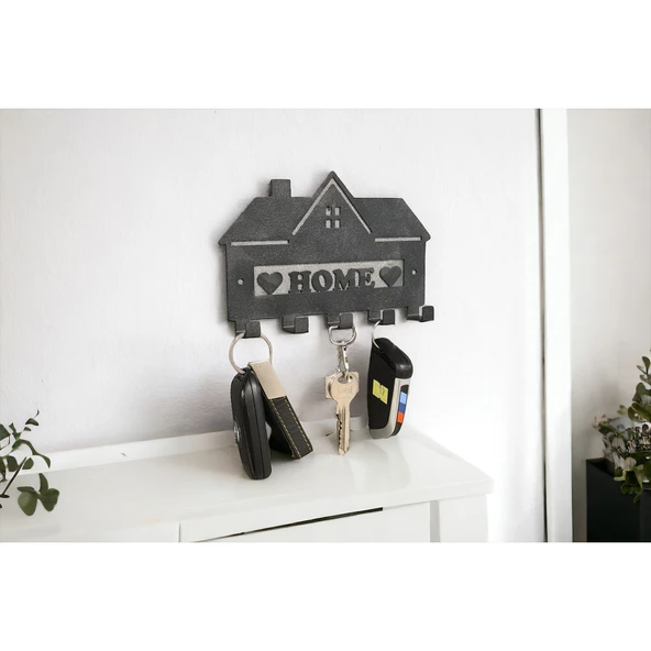 Metal Anahtarlık Askısı Siyah Model 2 - Şık ve Dayanıklı Duvar Montajlı Anahtar Askısı - 4