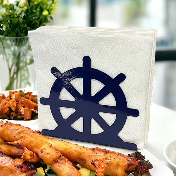 Dümen Temalı Mavi Metal Peçetelik - 5