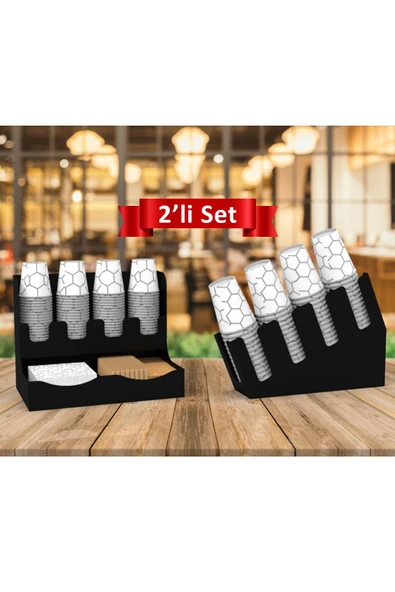 ÇAY KAHVE KARTON BARDAKLIK STANDI 2Lİ SET