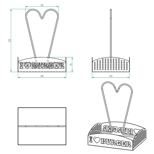 Siyah Masaüstü Sosluk Standı - I LOVE BURGER Yazılı - 7