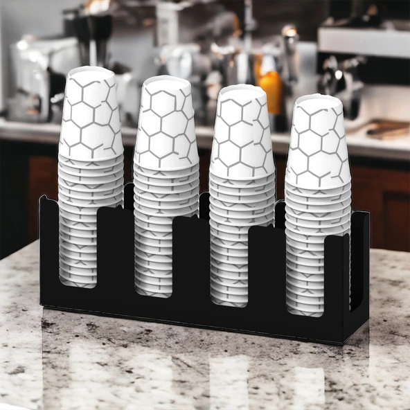 14Oz Kapasiteli 4 Bölmeli Metal Karton Bardaklık - Kahve Dükkanları ve HORECA İçin Mükemmel Bardak Ünitesi - 9