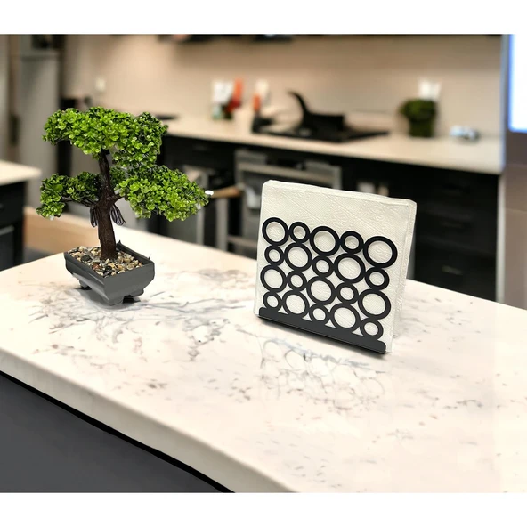 Modern Halka Tasarımıyla Zarif Sofralar: Siyah Renk Metal Peçetelik - 7