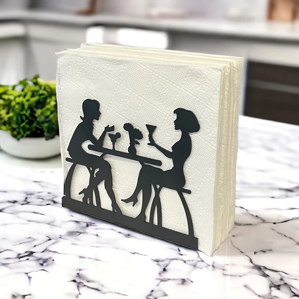 Sohbet Temalı Siyah Metal Peçetelik - 2