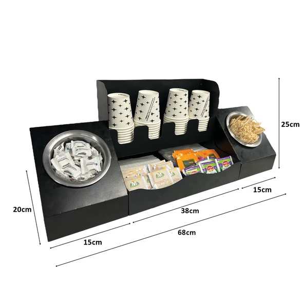 16 Oz Çay Kahve ve 2' li Tek yuvalı Organizer Siyah Stand Kahve İstasyonu Düzenleyicisi, Şık Tasarım, Ofis & Self Servis İçin - 4