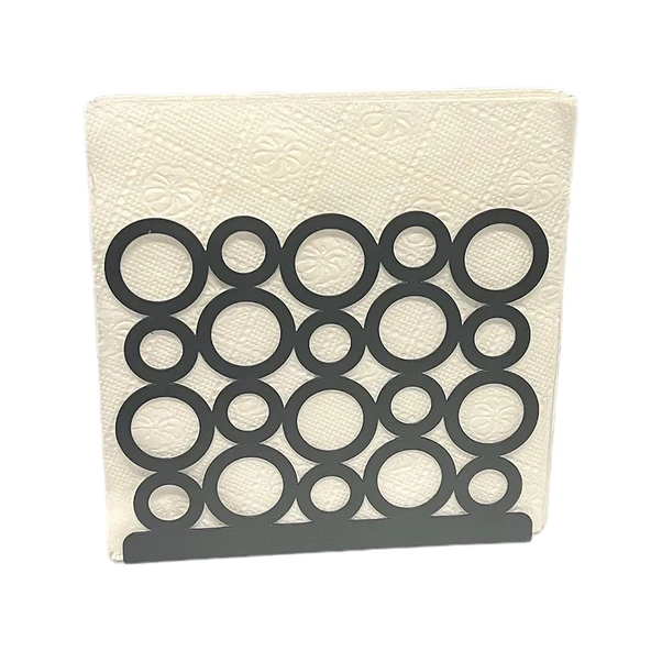 Modern Halka Tasarımıyla Zarif Sofralar: Siyah Renk Metal Peçetelik - 4