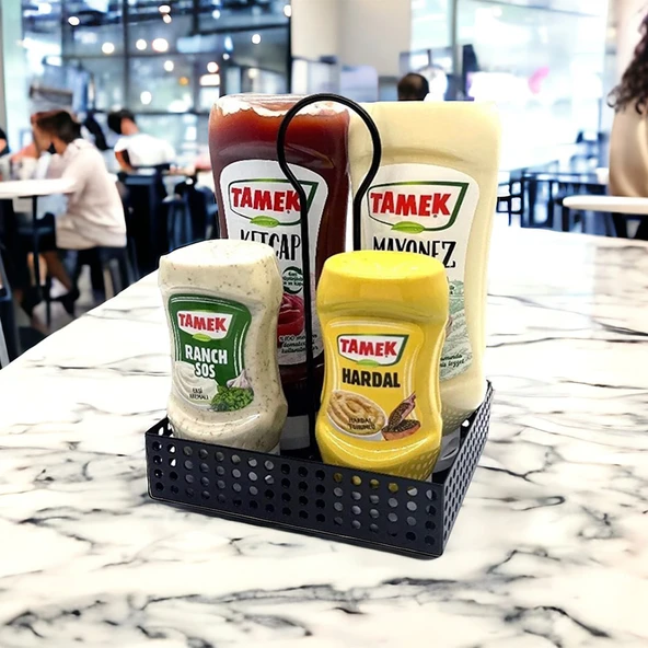 Modern Metal Sosluk ve Yağlık Standı - Cafe Restaurant Masa Düzenleyici MODEL-1 - 7