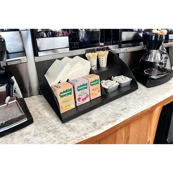 TEZGAHÖNÜ ORGANİZER RAF 50 CM 2 KATLI MODEL SİYAH - 5