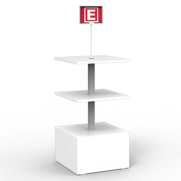 ECZANE 3 Raflı 50x50 Ahşap Beyaz Orta Alan Standı - 5