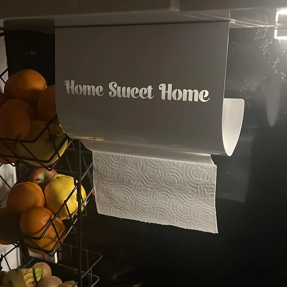 Home Sweet Home Temalı Beyaz Kağıt Rulo Havluluk - Resim 2