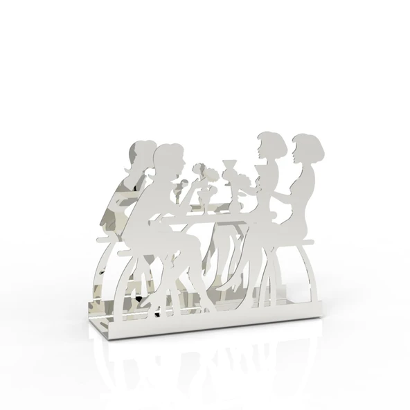 Sohbet Temalı Gümüş Metal Peçetelik - 4