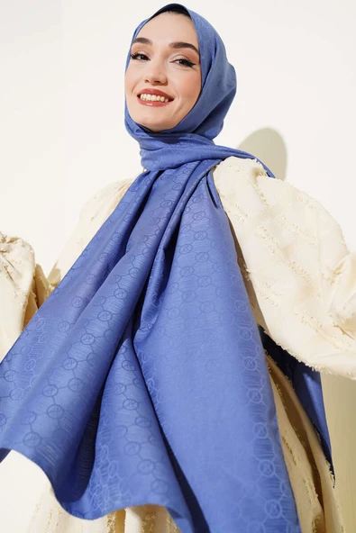 VS Desen Jakar Şal İndigo ürün görseli 1