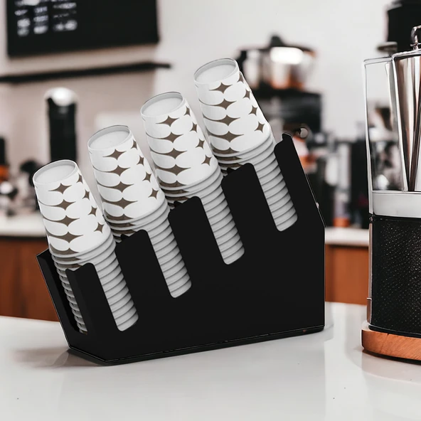 4 Bölmeli Kademeli Karton Bardak Standı Karton Bardaklık - 16 oz Bardak Uyumlu - 3