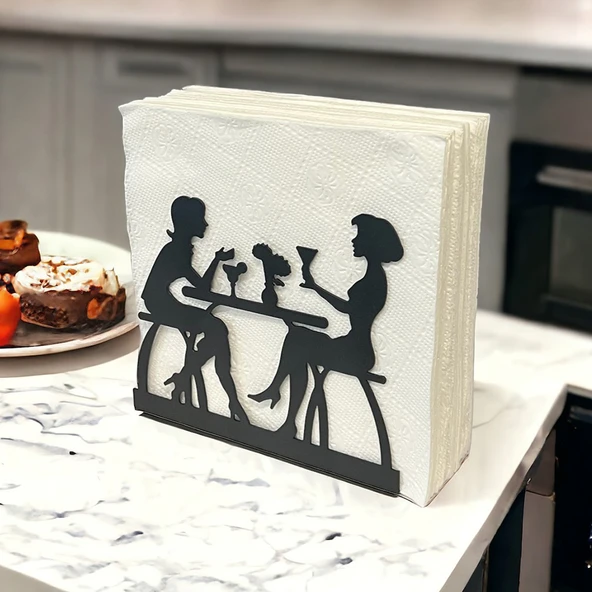 Sohbet Temalı Siyah Metal Peçetelik - 3