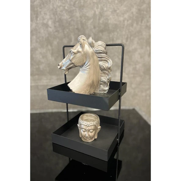 20x20 Siyah Tezgahüstü Mutfak ve Banyo Iki Katlı Organizer - 2