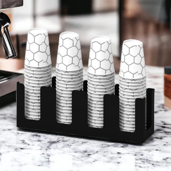 14Oz Kapasiteli 4 Bölmeli Metal Karton Bardaklık - Kahve Dükkanları ve HORECA İçin Mükemmel Bardak Ünitesi - 5