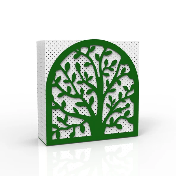 Hayat Ağacı Temalı Yeşil Metal Peçetelik - 3