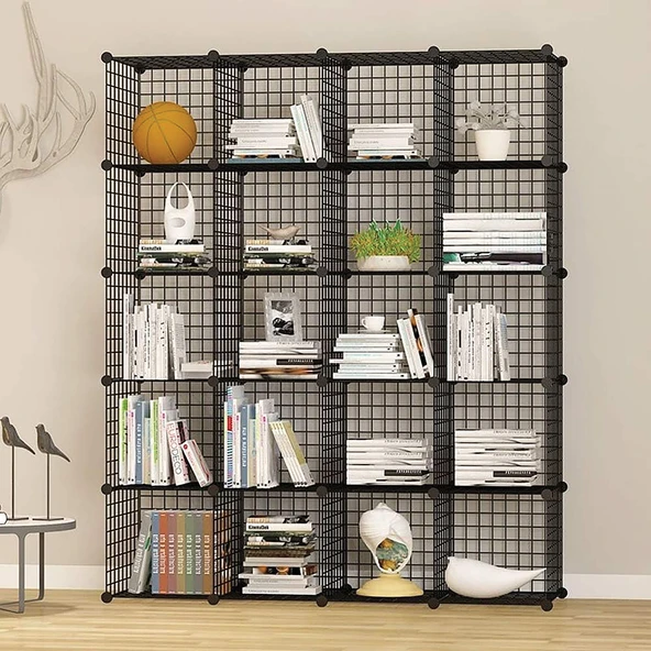 20'li Tel Küp Çok Amaçlı Organizer Raf Siyah 33cm - 3