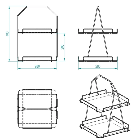 2 Katlı Üçgen Siyah Metal Banyo, Mutfak, Makyaj Organizatörü - Model 3 - 3