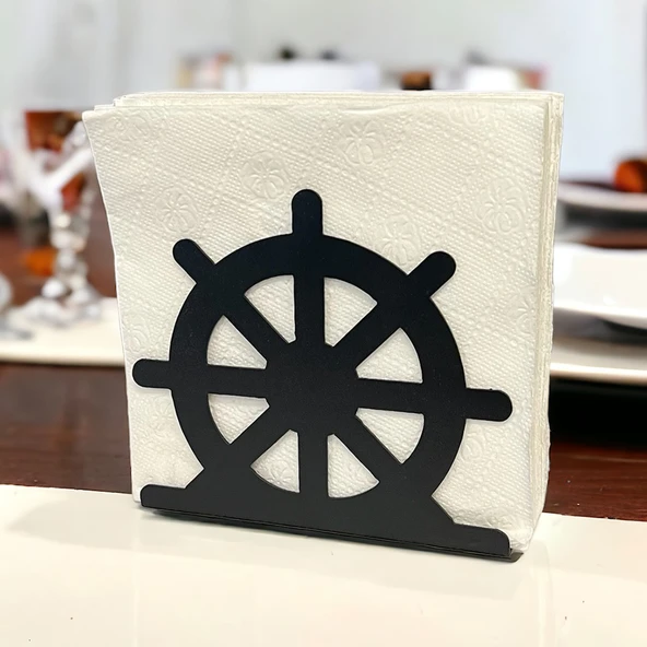 Dümen Temalı Siyah Metal Peçetelik - 5