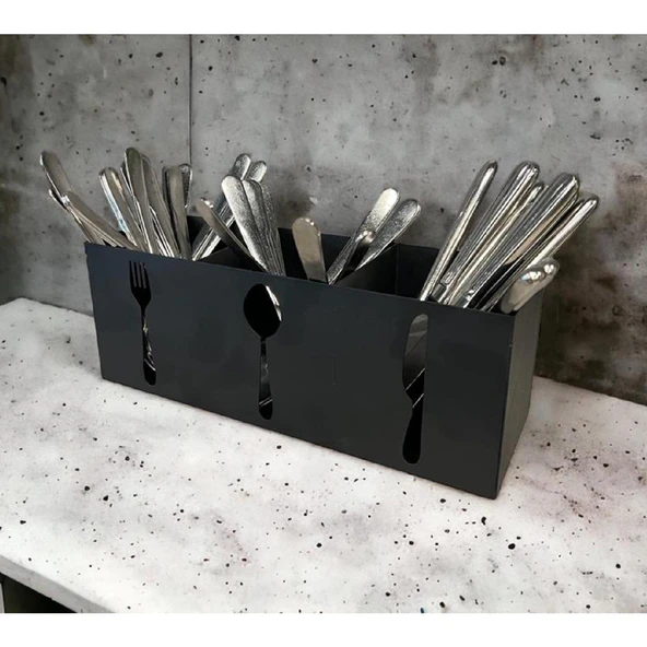Ev & Endüstriyel Model Çatal Kaşık Bıçaklık Standı Siyah