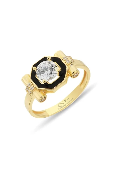 8 Ayar Mineli Tektaş Altın Yüzük - Resim 5